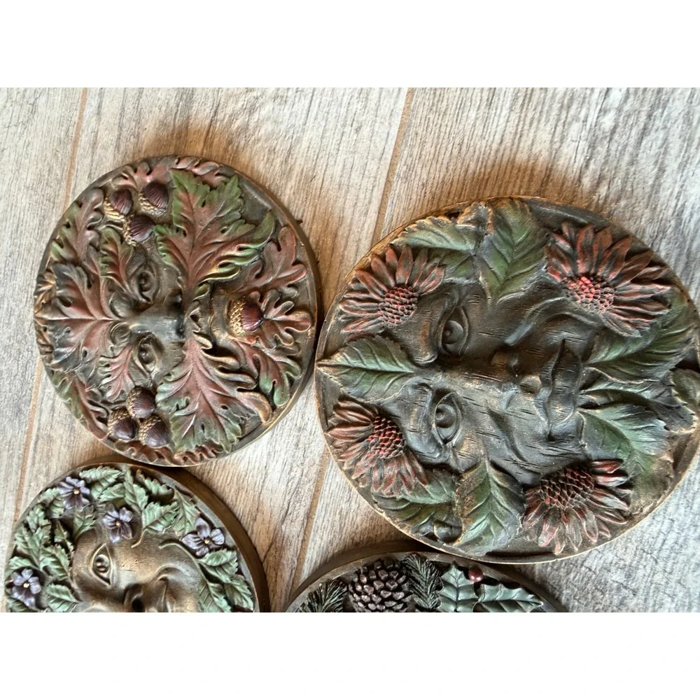 Summit Collection Greenman Seasonal Wall Plaque Set 4 Celtic Art Garden Decor 5